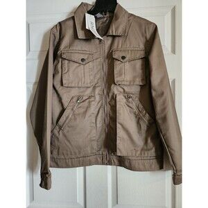 Ring of Fire Adult Men Small Khaki Brown Full Zip Twill Utility Jacket Cargo
